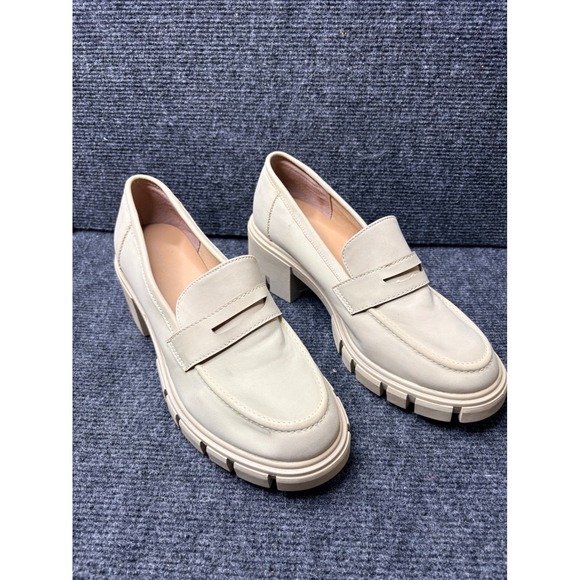Sincerely Jules Shoes - Sincerely Jules Dylan Cream Lug Sole Penny Loafers Womens 9M Chunky Block Heel